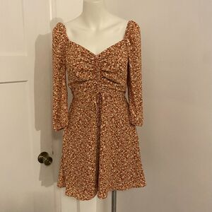 Rixxi size Small Ditzy Micro Floral Prairie Cottagecore Rust Orange Mini Dress